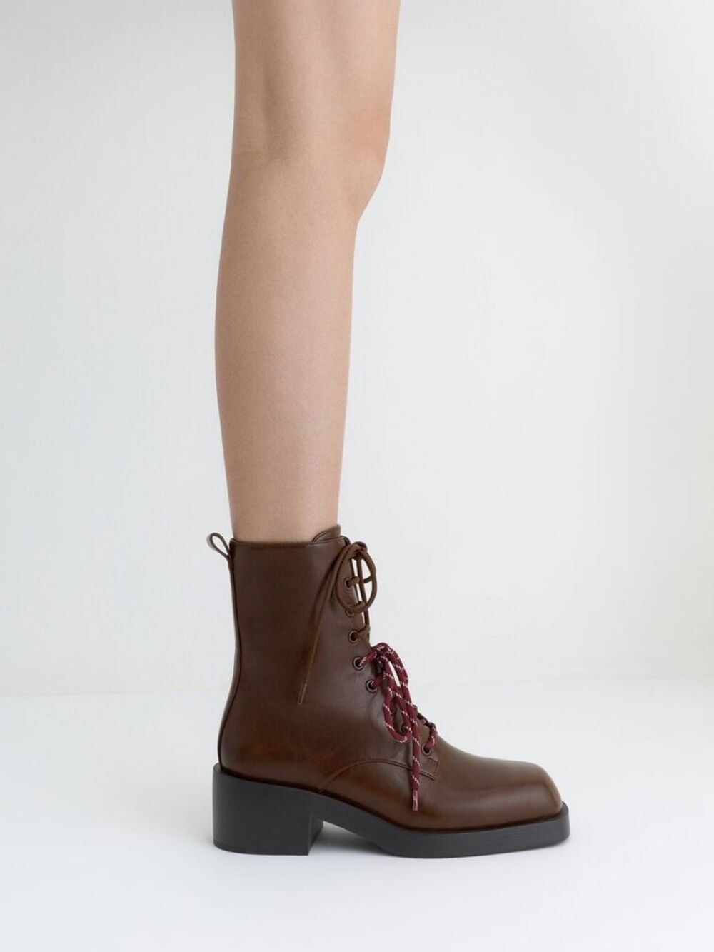 ✨Charles & Keith Logan Double-Lace Calf Sz 36 Boots - Dark Brown✨